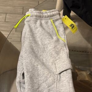 All in Motion Light Gray Kids Joggers with Neon Yellow Accents